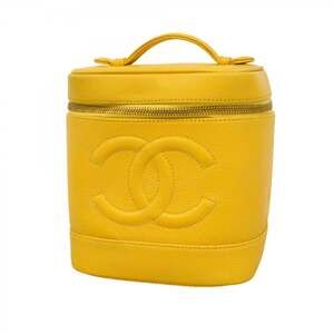 CHANEL Yellow Caviar Leather Vanity Bag